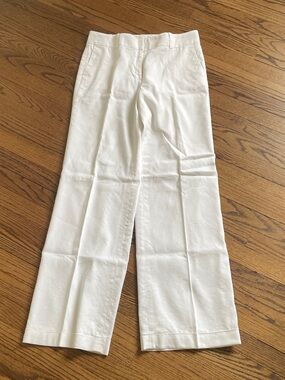 Ann Taylor Linen White Wide-Leg Pants